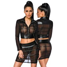 Jacheta si Fusta din Plasa Transparenta Wetlook Saresia - Negru