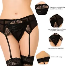 Set Portjartiera si Bikini Paris Hollywood - Negru