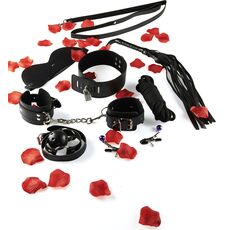 Cătușe, mască și bici ToyJoy – set complet de dominare