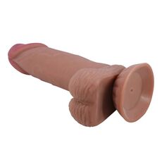 Dildo Ultrarealistic Sliding Skin Brown Baile, TPR, flexibil, [19cm x 4.4cm]