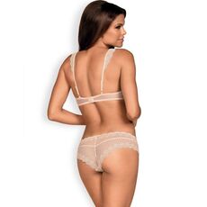 Lenjerie de lux Obsessive 857 crem – sutien si tanga din dantela