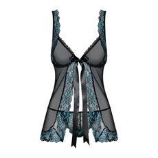 Set Babydoll Amanda Obsessive si Chiloti Dantela - Neagru - detaliu finisaj