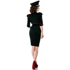 Saresia Military Dress cu jacheta – Rochie mini neagra cu detalii rosii si epoleți decorativi