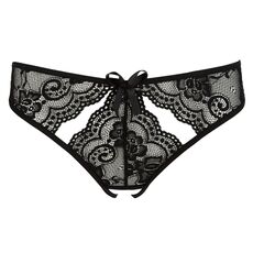 Chiloti Femei Dantela Crotchless Briefs - Negru