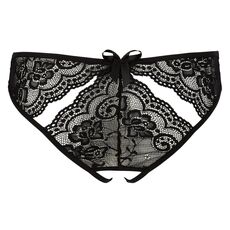 Chiloti Femei Dantela Crotchless Briefs - Negru