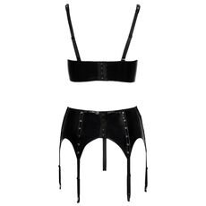 Set Lenjerie Intima Latex Look Black Level - Negru