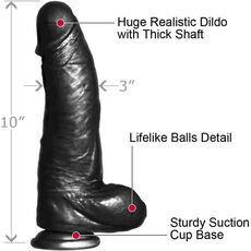 Dildo XXL, Icon Brands "Big Black Giant" 25 cm - Negru