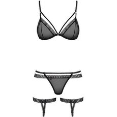 Set Lenjerie Intima Obsessive 855 Sensuelle Jarretel - Negru