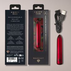 Vibrator RO 90, Rocks-Off, Glont Reincarcabil USB, Poppy Red, 16 Vibratii