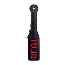 ​Padela Bound to Please Slut Spanking Paddle, piele neagra