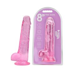 Dildo Loving Joy, cu testicule, roz, 20 cm