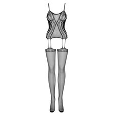 Bodystocking Plasa Obsessive F227 Model Portjartier - Negru