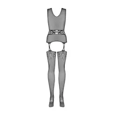 Bodystocking Model Portjartier Plasa Decupat  Obsessive F232 - Negru