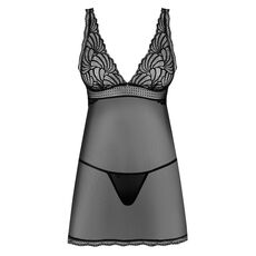 Set Camasa de Noapte si Chilot Asortat Obsessive Sweetia - Negru - vedere laterala