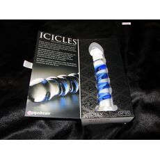 Icicles No 5 dildo sticla - detaliu design spiral albastru
