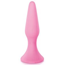 First Plug, dop anal cu ventuza din silicon, Glamy, Roz, Mediu, 12,5cm