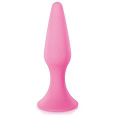 First Plug, dop anal cu ventuza din silicon, Glamy, Roz, Large, 15cm