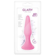 First Plug, dop anal cu ventuza din silicon, Glamy, Roz, Mediu, 12,5cm