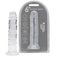 Dildo Loving Joy, cu ventuza, transparent, 16 cm