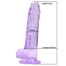 Dildo Loving Joy, cu testicule, Violet, 19 cm