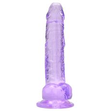 Dildo Loving Joy, cu testicule, Violet, 19 cm
