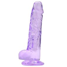 Dildo Loving Joy, cu testicule, Violet, 19 cm