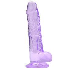 Dildo Loving Joy, cu testicule, Violet, 19 cm