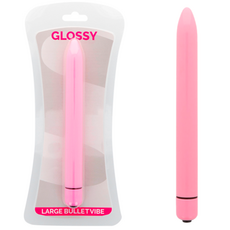 Vibrator Glossy Thin Vibe Deep Roz, 16,5 cm - vedere frontala