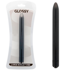 Vibrator Glossy Thin Vibe Deep Negru, 16,5 cm - vedere frontala