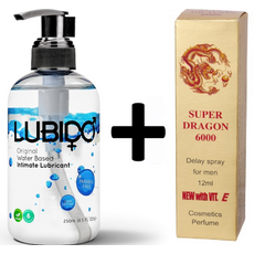 Pachet Lubrifiant Lubido 250ml + Spray pt Intarzierea Ejacularii Dragon "Super Dragon 6000" 12 ml