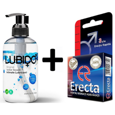 Pachet Lubrifiant Lubido 250ml + 1 Erecta Super Pastila - afrodisiac pentru Erectie Rapida