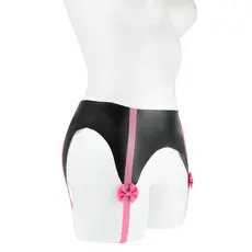 Portjartier LateX, Cottelli Collection, cu strapsuri, cleme si funda roz - Negru