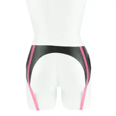 Portjartier LateX, Cottelli Collection, cu strapsuri, cleme si funda roz - Negru