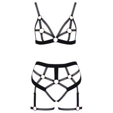 Set Lenjerie Intima Provocatie Harness Look Cottelli Lingerie - Negru - vedere laterala