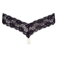 Chiloti din dantela cu perle stimulatoare, Cottelli Lingerie - Negru