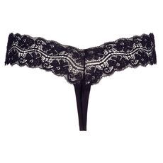 Chiloti din dantela cu perle stimulatoare, Cottelli Lingerie - Negru