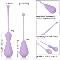 Set bile silicon CalExotics, Weighted pentru Exercitii Kegel - Purple, 0.37 kg