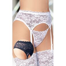 Set Portjartier si Chiloti Dantela Softline - Alb
