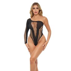 Body Pink Lipstick Lingerie Dollar Sign Bodysuit cu umarul gol - Negru, S-L