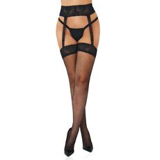 Ciorapi model portjartier plasa, Fishnet Garterbelt Stockings, Daring Intimates - Negru, OS
