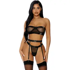 Set Lenjerie intima sexy, Forplay, Good As Gold - Negru
