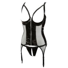 Set Corset Black Level Vinyl, Open Cups si bikini - Negru