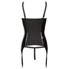 Set Corset Black Level Vinyl, Open Cups si bikini - Negru