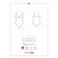 Body dantela transparenta delicat - Obsessive 862-TED - negru