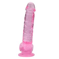 Dildo Loving Joy, cu testicule, Roz, 16,5 cm