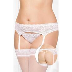 Set Portjartier si Chiloti Dantela Softline - Alb