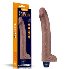 Vibrator Reincarcabil USB, Lovetoy, Real Softee, Silicon, Maron, 10 Vibratii - 28 cm x 4 cm