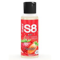 Lubrifiant S8 4-in-1 Dessert, Aroma Capsuni si Vanilie, comestibil, 125 ml