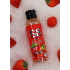 Lubrifiant S8 4-in-1 Dessert, Aroma Capsuni si Vanilie, comestibil, 125 ml