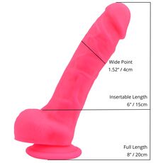 Dildo realist din silicon, Loving Joy, cu ventuză si scrot, roz, [21 cm x 4 cm]